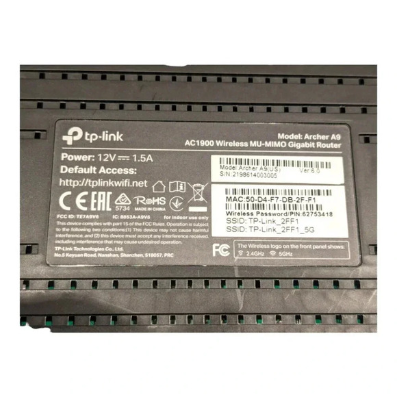 TP-Link AC1900 Smart High Speed Wi-Fi MU-MIMO Gigabit Black Router Archer A9 - Picture 8 of 14